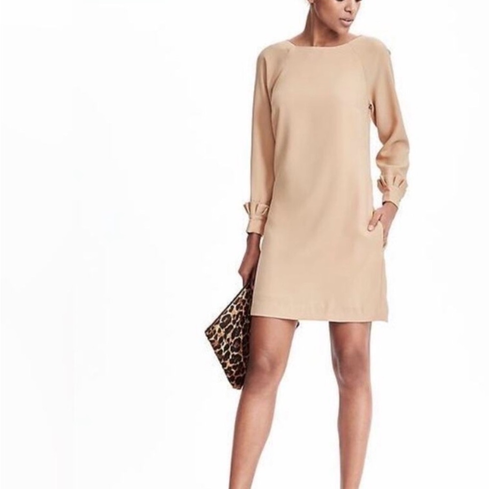 Banana Republic Dark Champagne Long Sleeve Dress (tan-peach toned) size 12